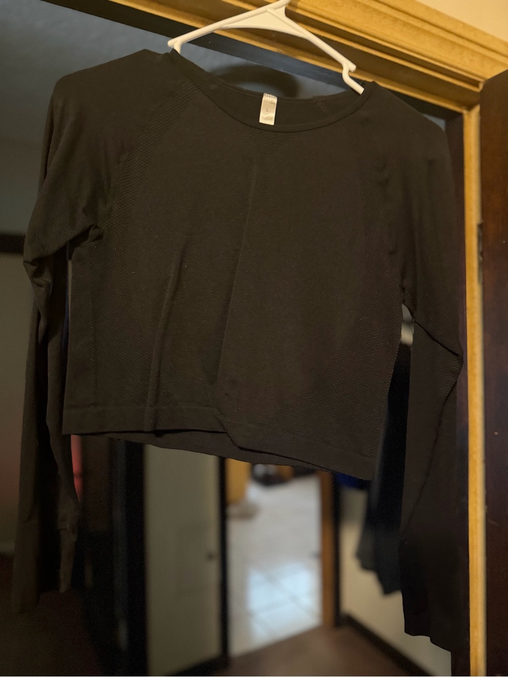 Black Long Sleeve Cropped Women's Top